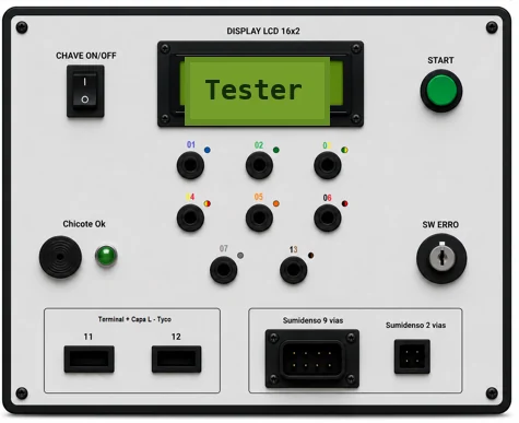Jiga de teste de chicotes com display Tester